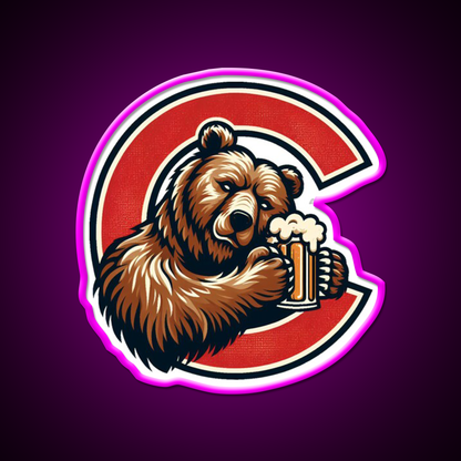 Red C Cornell Bear Beer Bar Decor Led Neon Sign Rgb Color - Neon sign mounted on wall in room