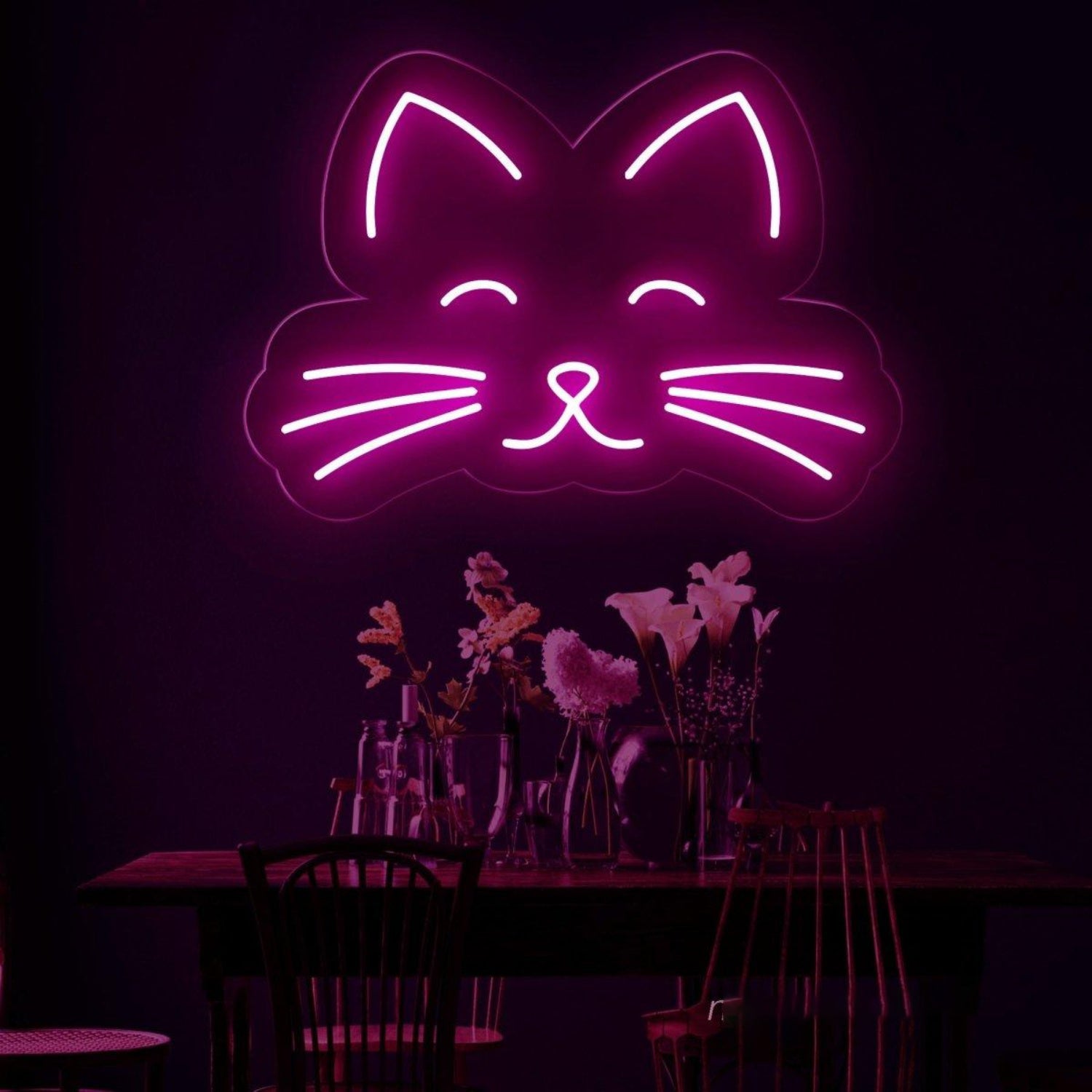 Red Cartoon Cat Face Led Neon Sign For Home Cafe Pet Shop Wall Decor | Shineneon