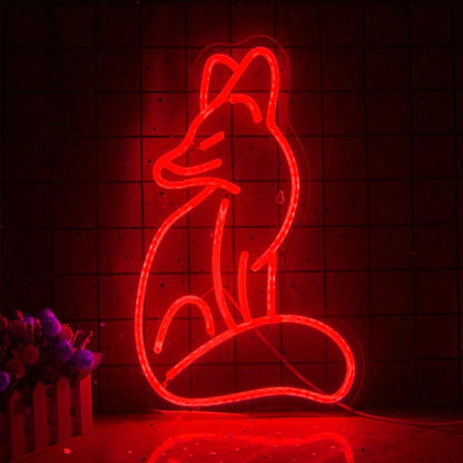 Red Cartoon Fox Led Neon Sign For Room Wall Cafe Home Decor | Shineneon