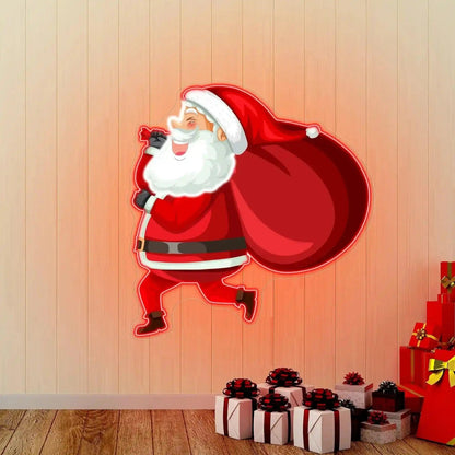 Red Cartoon Santa With Gifts Led Neon Sign Christmas Home Decor | Shineneon