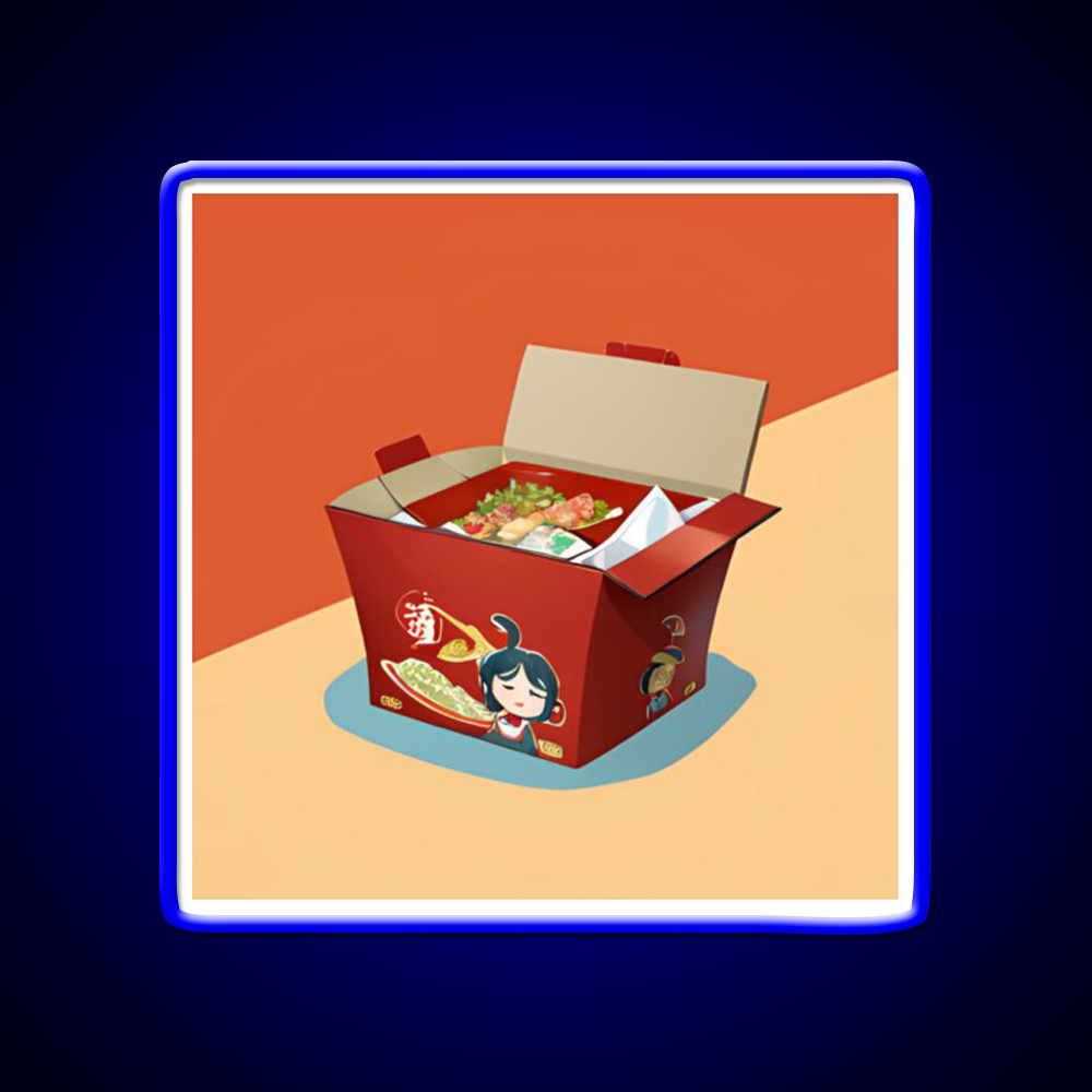 Red Chinese Take Out Box Led Neon Sign Chinese Food Rgb Color