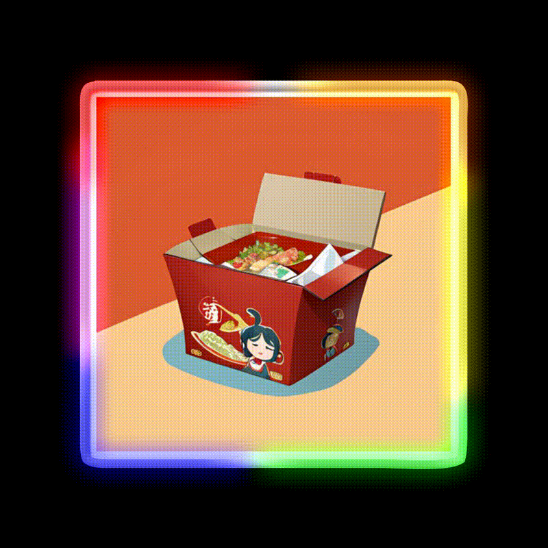Red Chinese Take Out Box Led Neon Sign Chinese Food Rgb Color