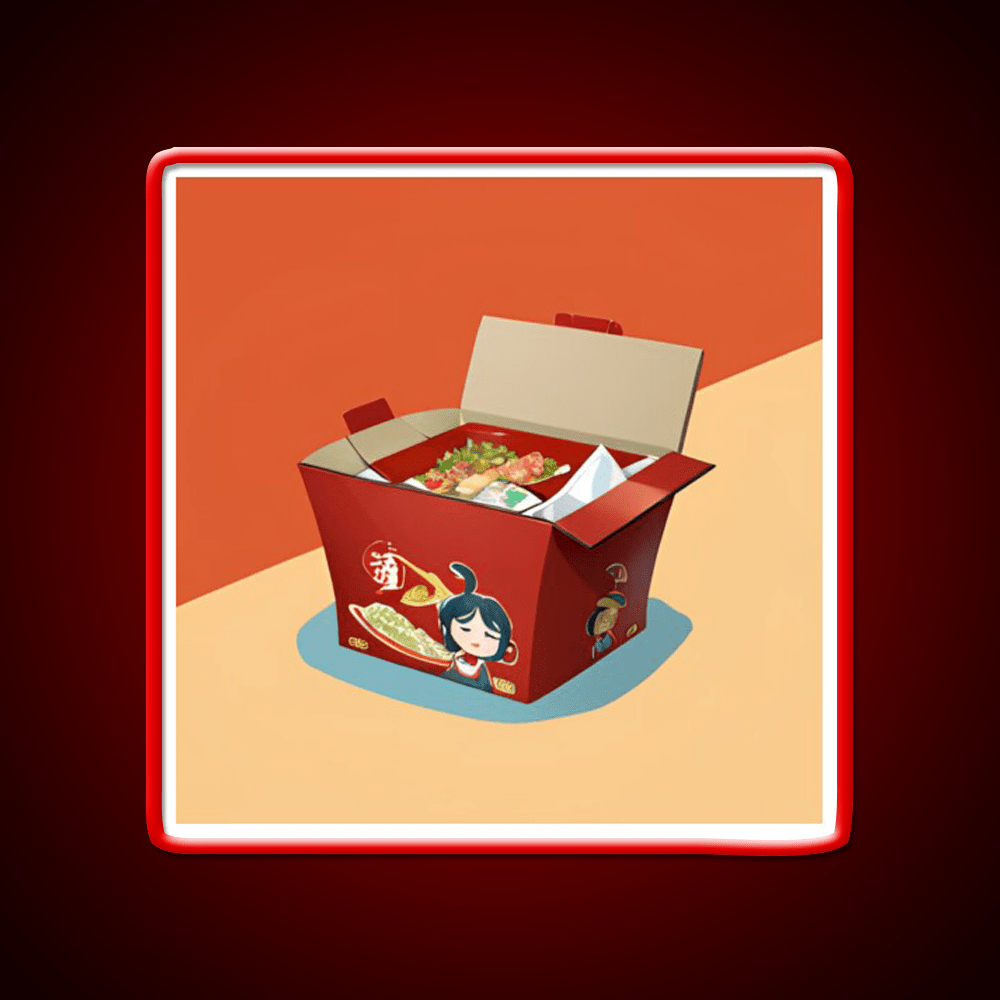 Red Chinese Take Out Box Led Neon Sign Chinese Food Rgb Color - Shineneon