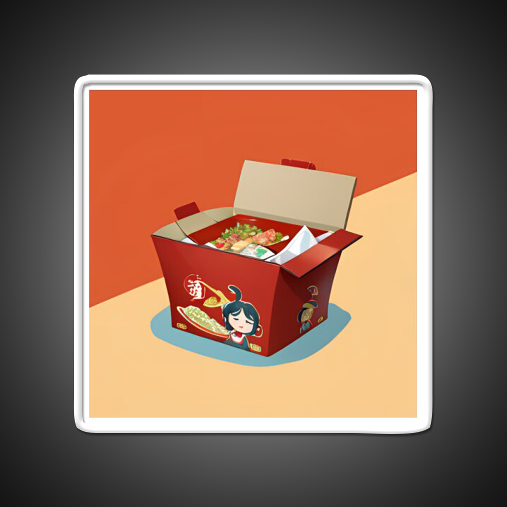 Red Chinese Take Out Box Led Neon Sign Chinese Food Rgb Color