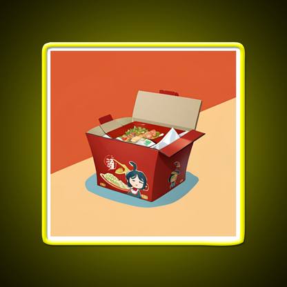 Red Chinese Take Out Box Led Neon Sign Chinese Food Rgb Color