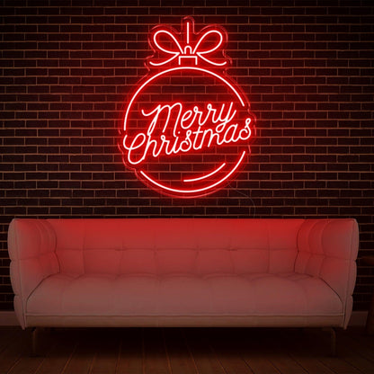 Red Christmas Ball Merry Christmas Led Neon Sign Indoor Wall Holiday Decor | Shineneon