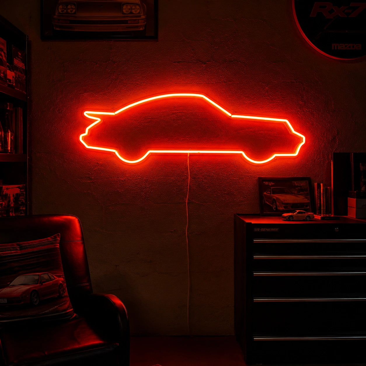 Red Classic Car Outline Neon Sign LED Neon Sign real lifestyle scene