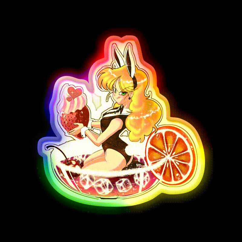 Red Cocktail Bunny Cocktail Bar Decor Led Neon Sign Rgb Color - LED neon sign close-up detail