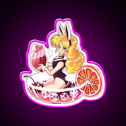 Red Cocktail Bunny Cocktail Bar Decor Led Neon Sign Rgb Color - Neon sign mounted on wall in room