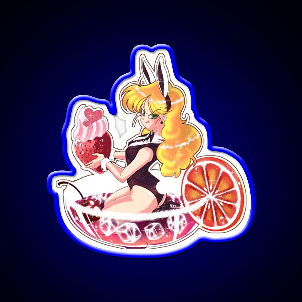 Red Cocktail Bunny Cocktail Bar Decor Led Neon Sign Rgb Color - Shineneon