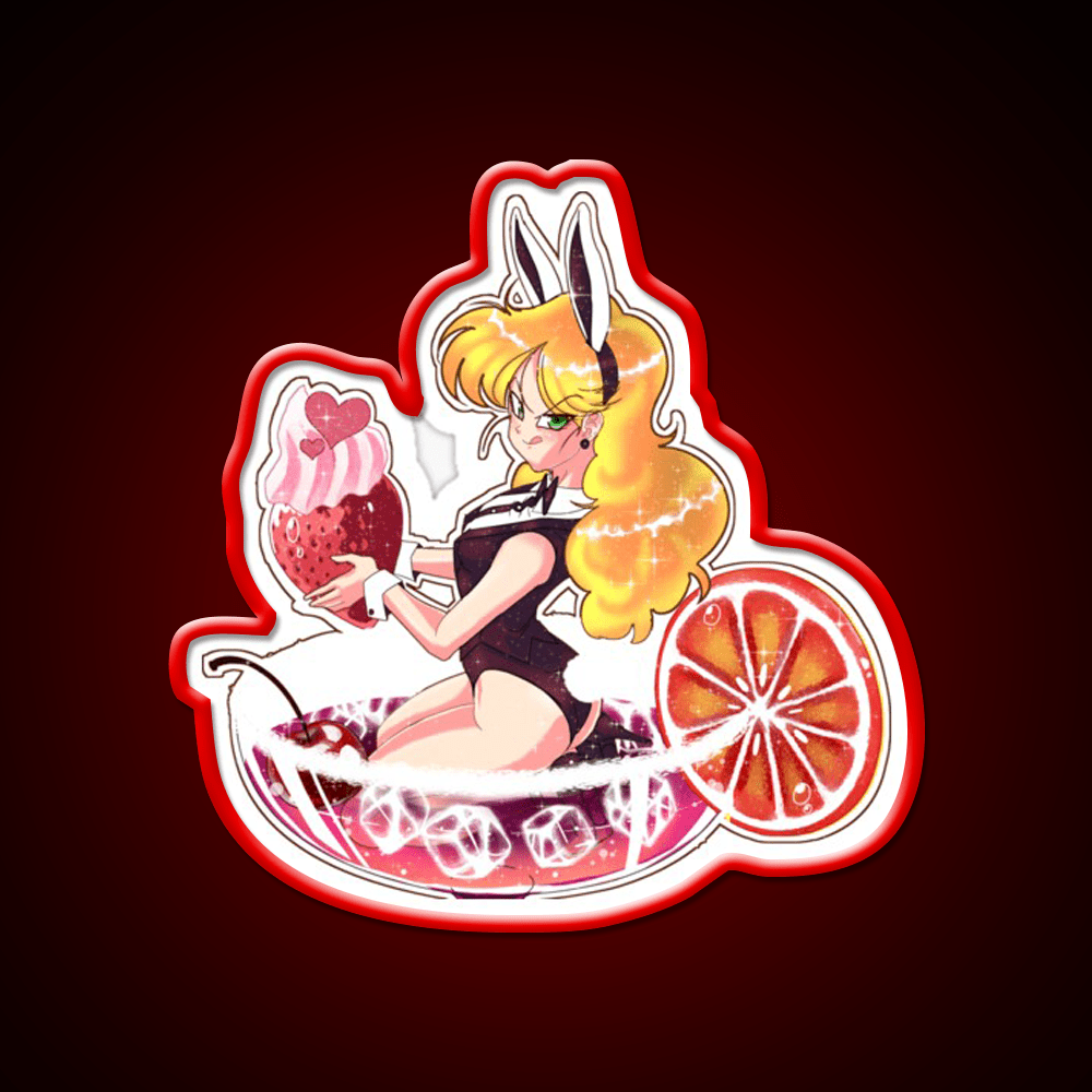Red Cocktail Bunny Cocktail Bar Decor Led Neon Sign Rgb Color - Shineneon