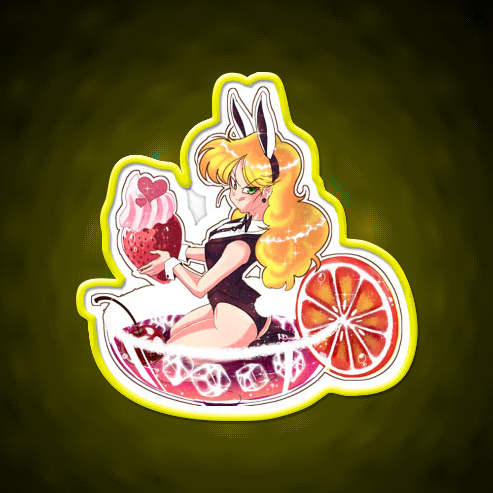 Red Cocktail Bunny Cocktail Bar Decor Led Neon Sign Rgb Color - Custom LED neon sign front view
