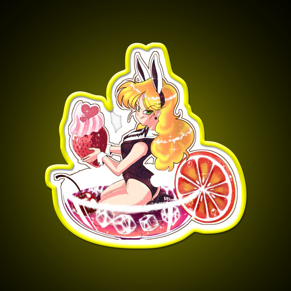 Red Cocktail Bunny Cocktail Bar Decor Led Neon Sign Rgb Color - LED neon sign view 7