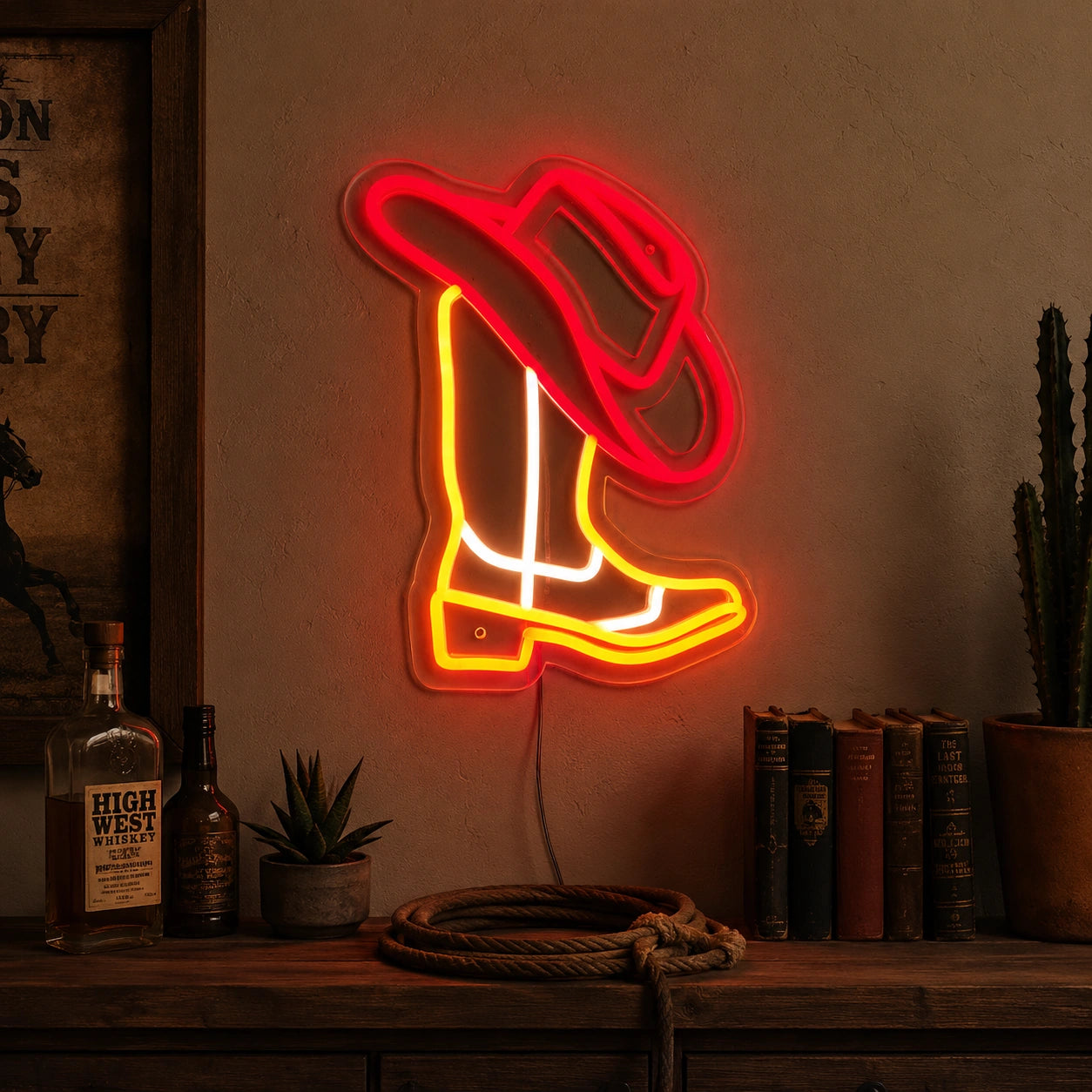 Red Cowgirl Boot Neon Sign LED Neon Sign real lifestyle scene
