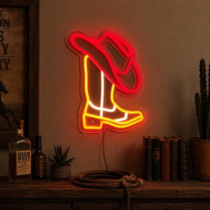 Red Cowgirl Boot Neon Sign LED Neon Sign real lifestyle scene