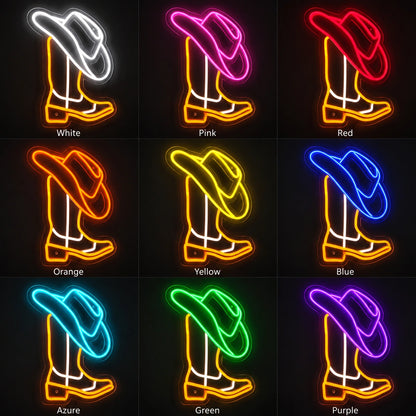 Red Cowgirl Boot Neon Sign LED Neon Sign color grid