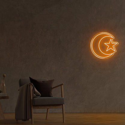 Red Crescent Star Led Neon Sign For Home Decor | Shineneon