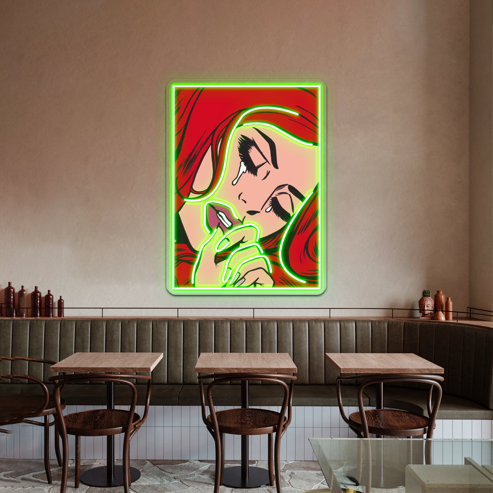 Red Crying Comic Girl Artwork Led Signs For Room | Shineneon