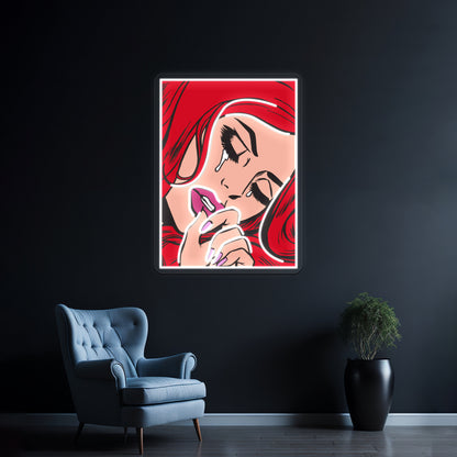 Red Crying Comic Girl Artwork Led Signs For Room