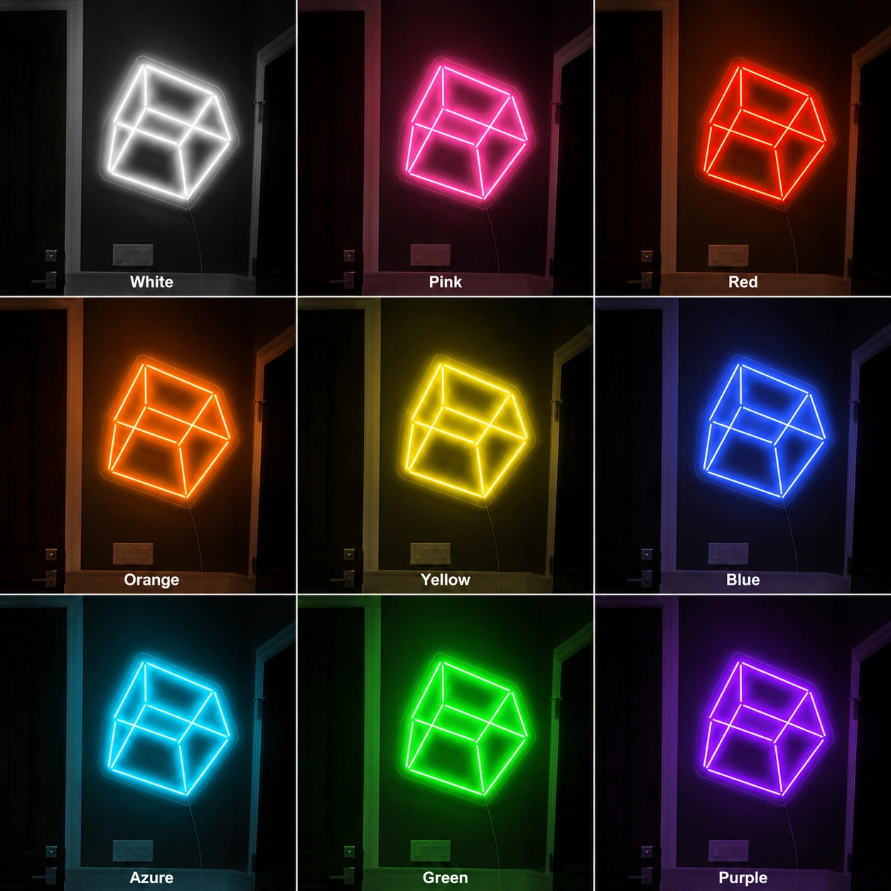 Red Cube Neon Sign LED Neon Sign color grid