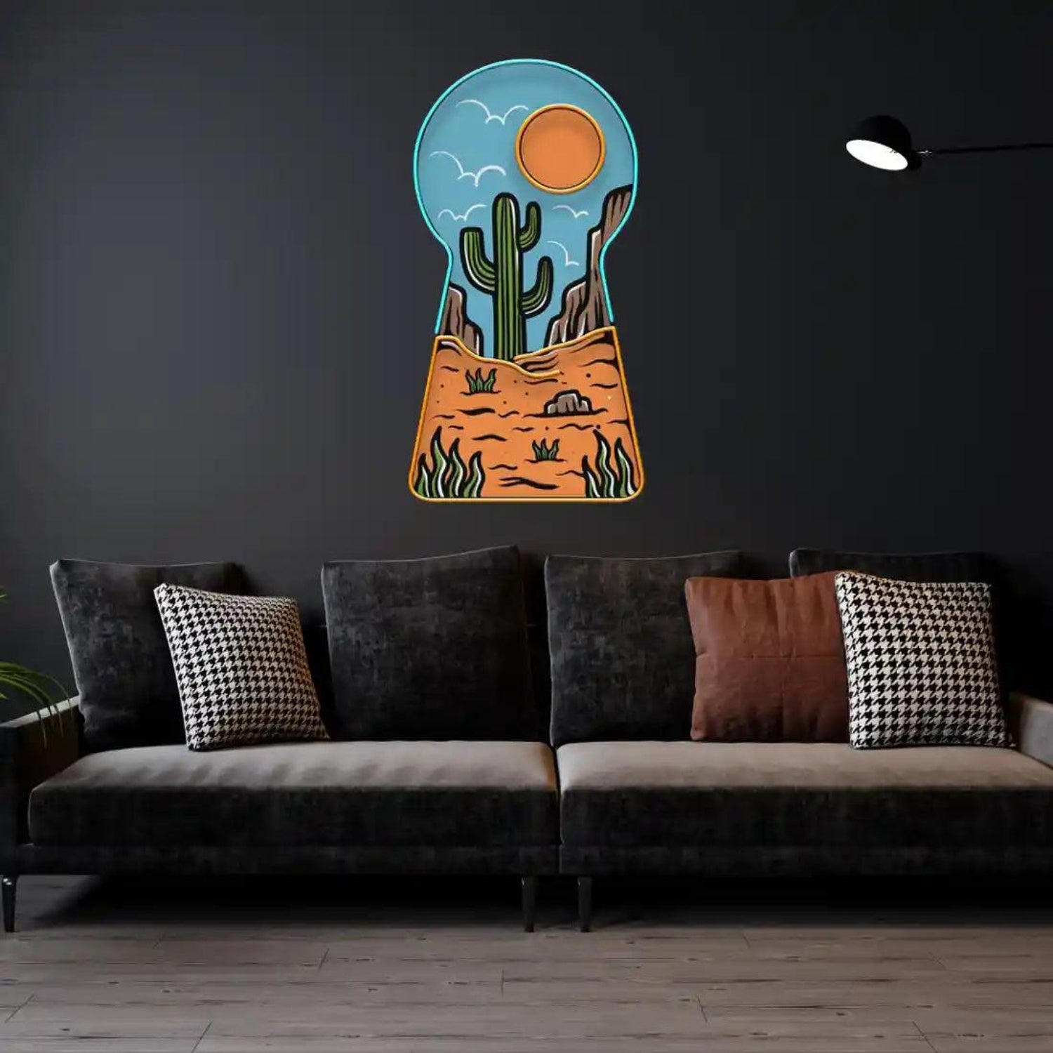 Red Desert Keyhole Landscape Led Neon Sign For Living Room Wall Art | Shineneon
