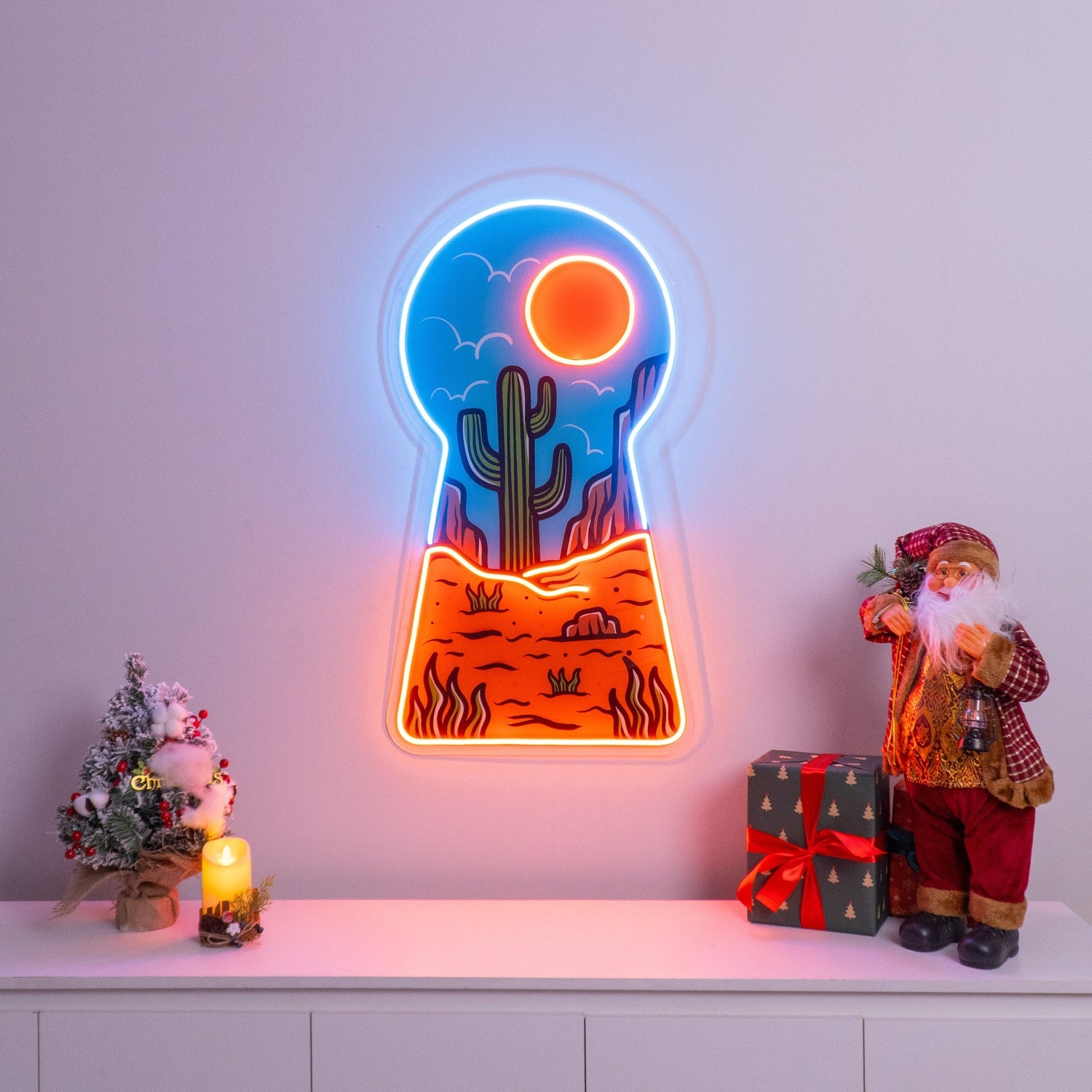 Red Desert Keyhole Landscape Uv Printed Led Neon Sign For Artistic Wall Decor | Shineneon