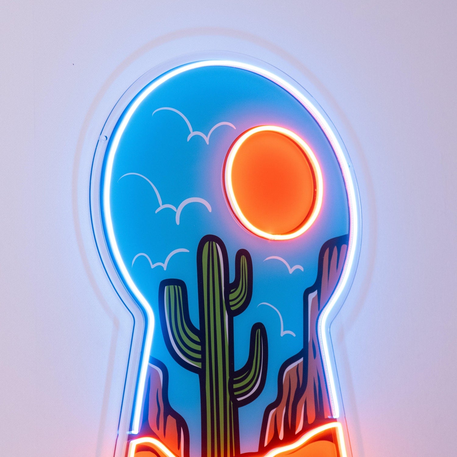 Red Desert Keyhole Landscape Uv Printed Led Neon Sign For Artistic Wall Decor | Shineneon