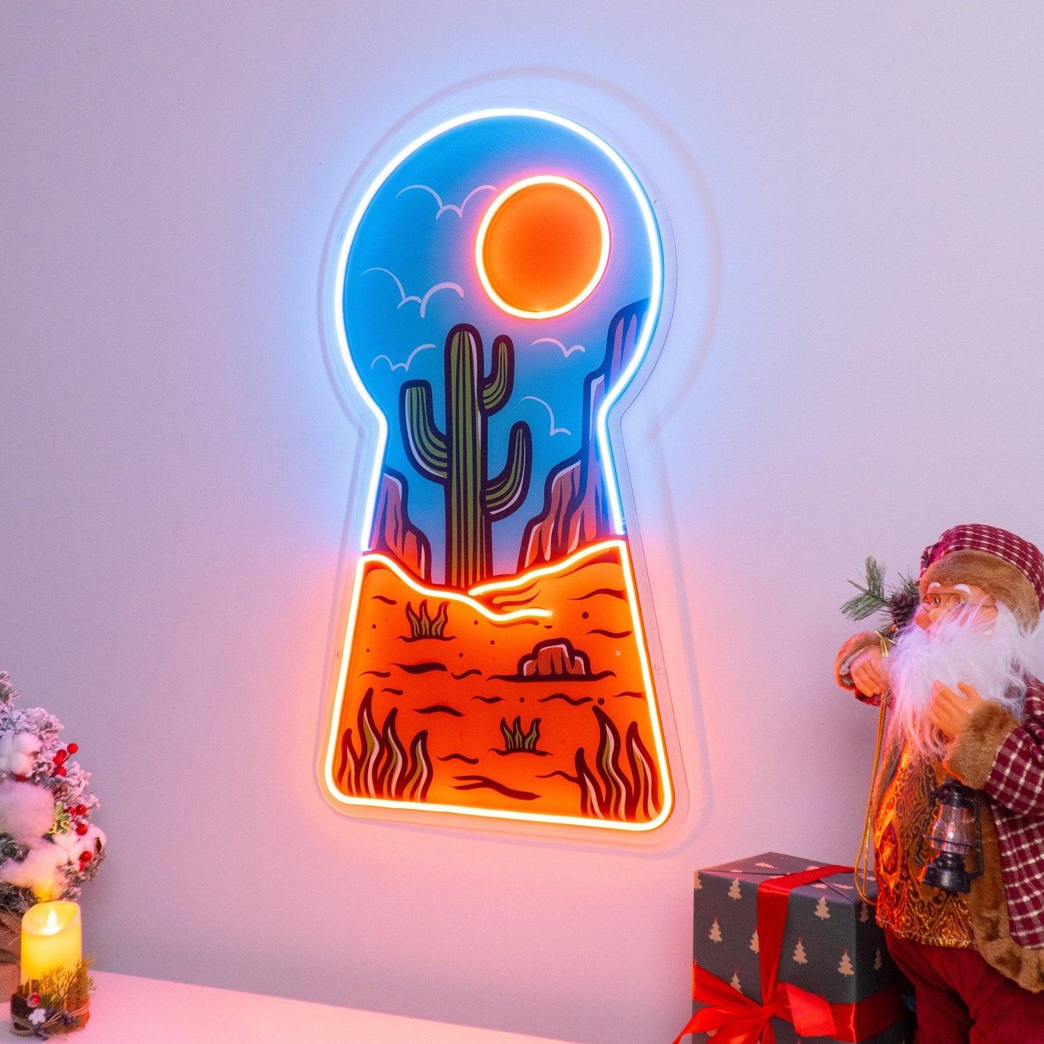 Red Desert Keyhole Landscape Uv Printed Led Neon Sign For Artistic Wall Decor | Shineneon