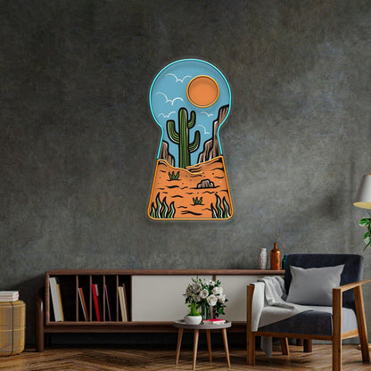 Red Desert Keyhole Landscape Uv Printed Led Neon Sign For Artistic Wall Decor | Shineneon