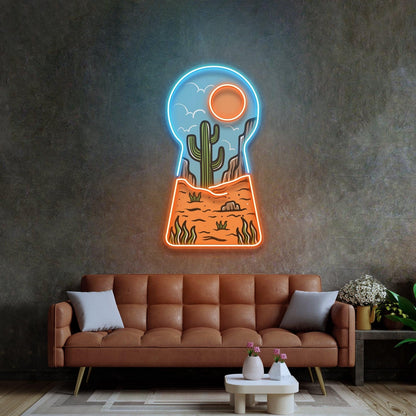 Red Desert Keyhole Landscape Uv Printed Led Neon Sign For Artistic Wall Decor | Shineneon