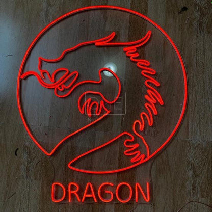 Red Dragon Circular Logo Led Neon Sign For Home Bar Decor | Shineneon