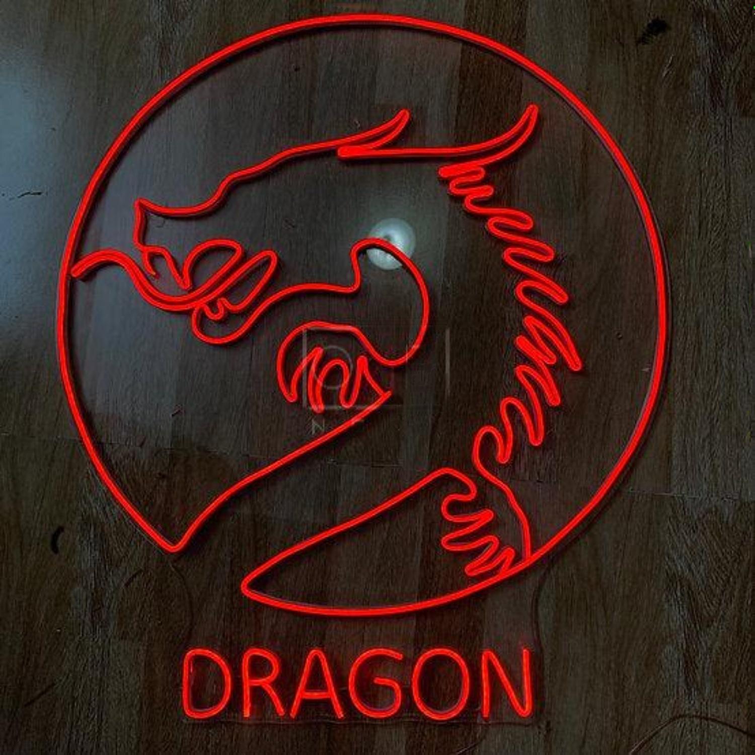 Red Dragon Circular Logo Led Neon Sign For Home Bar Decor | Shineneon