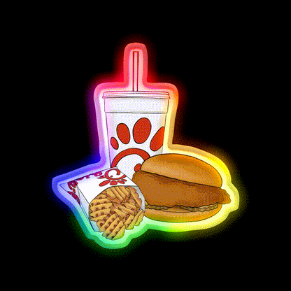 Red Fast Food Trio Fast Food Led Neon Sign For Burger Place Rgb Color