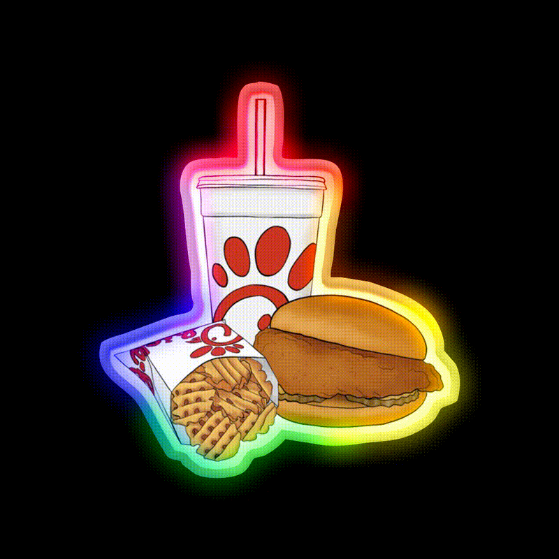 Red Fast Food Trio Fast Food Led Neon Sign For Burger Place Rgb Color