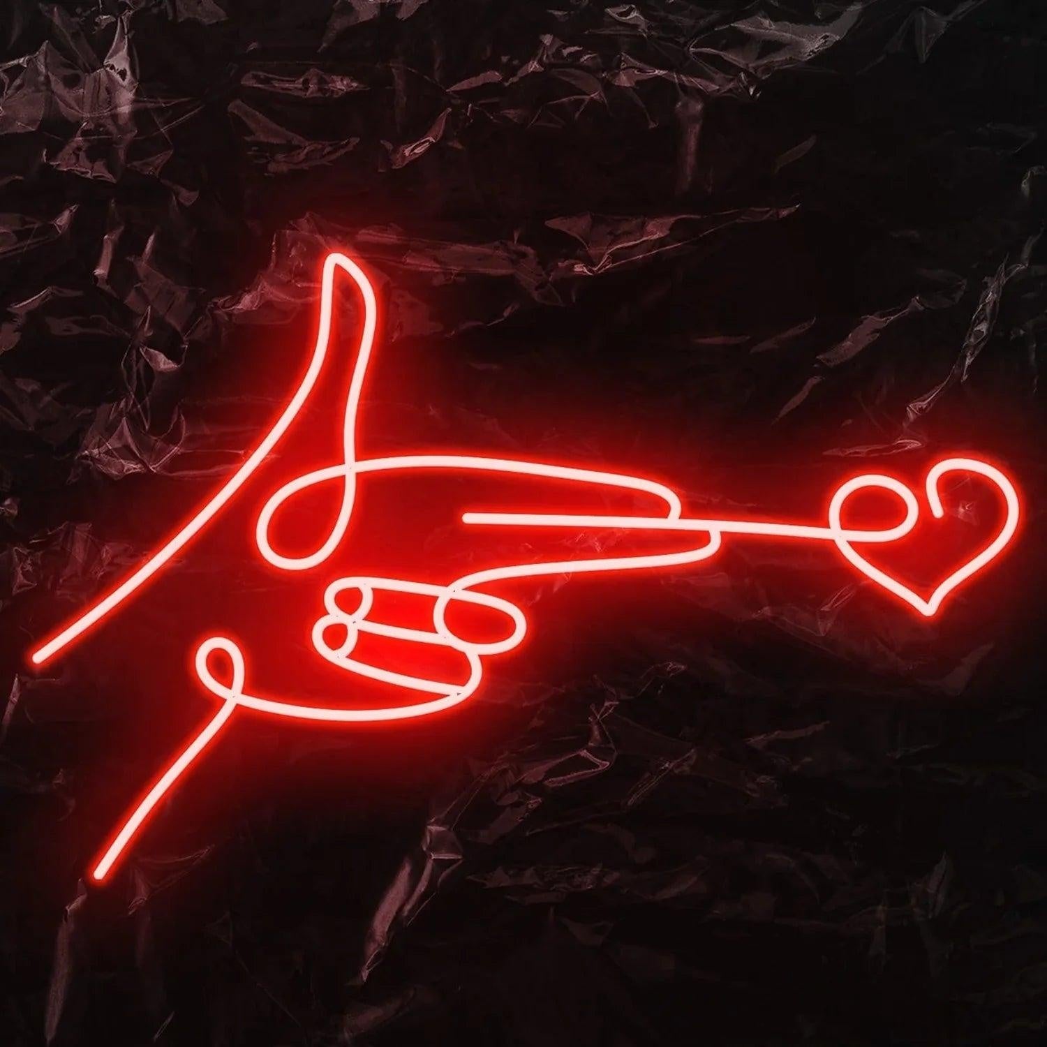 Red Finger Heart Led Neon Sign For Modern Home Bar Cafe Decor | Shineneon