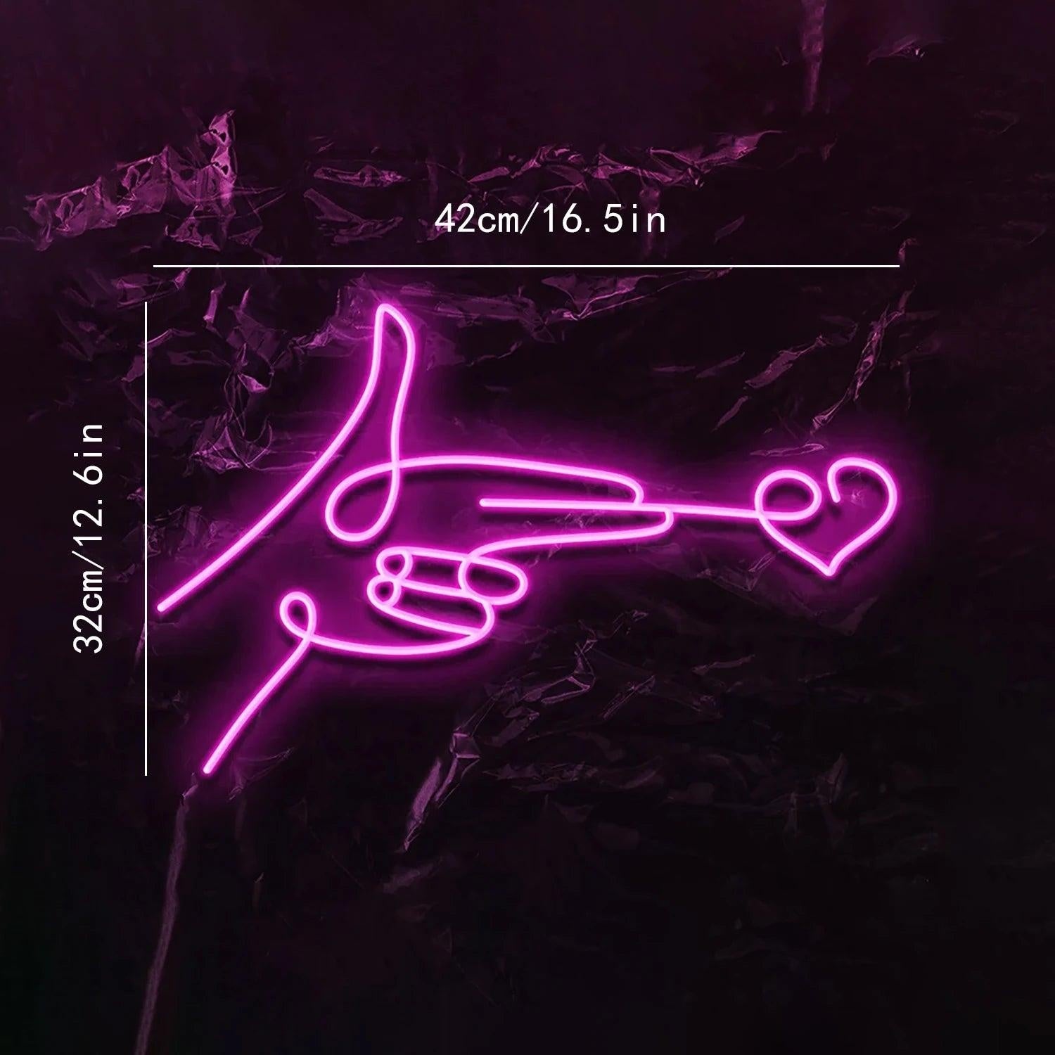 Red Finger Heart Led Neon Sign For Modern Home Bar Cafe Decor | Shineneon