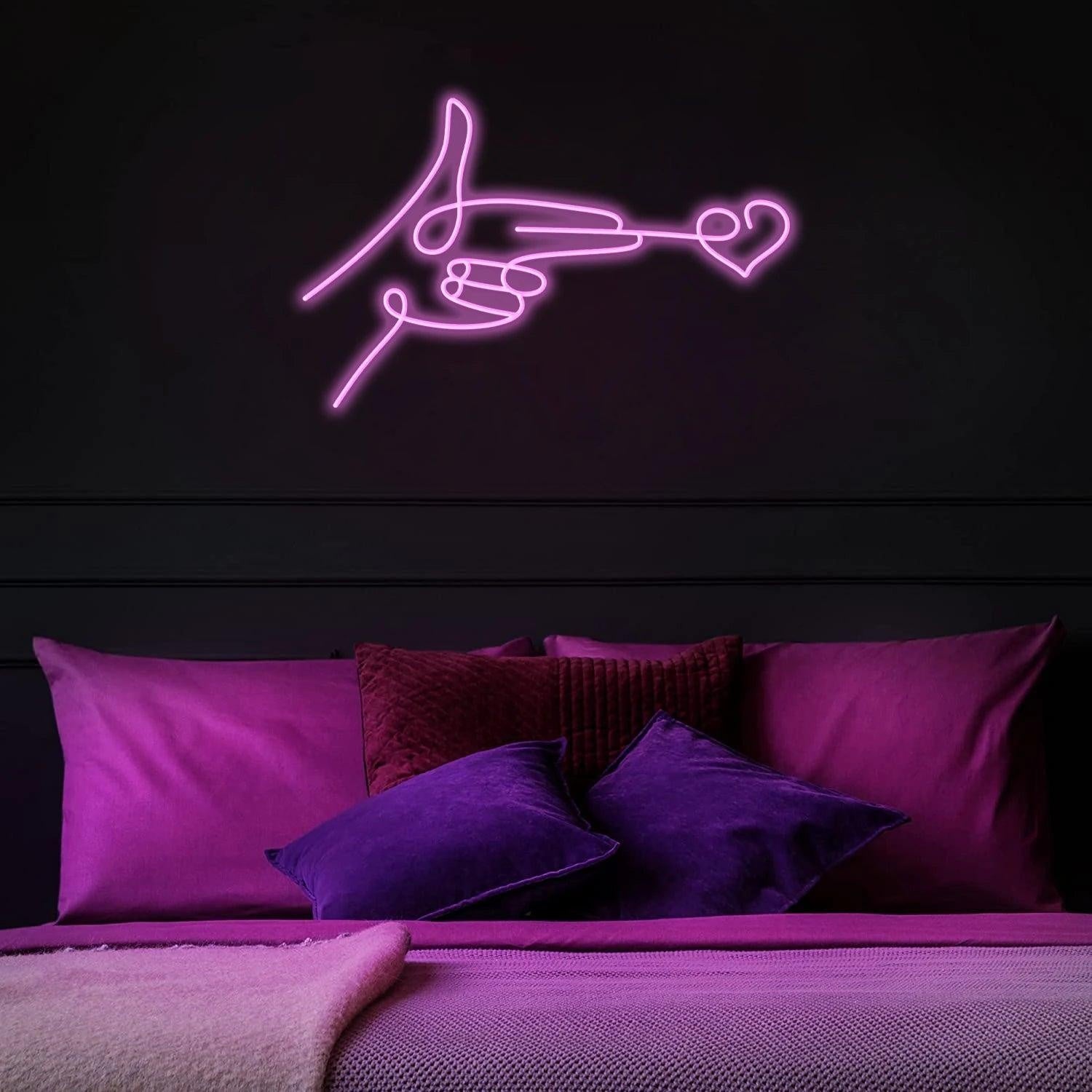 Red Finger Heart Led Neon Sign For Modern Home Bar Cafe Decor | Shineneon