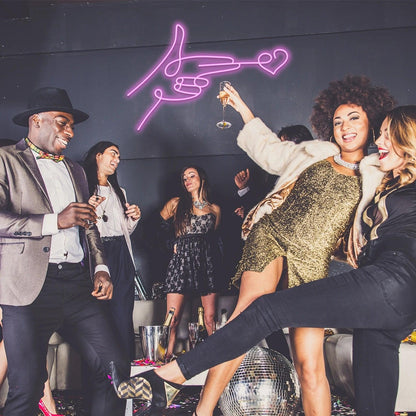 Red Finger Heart Led Neon Sign For Modern Home Bar Cafe Decor | Shineneon