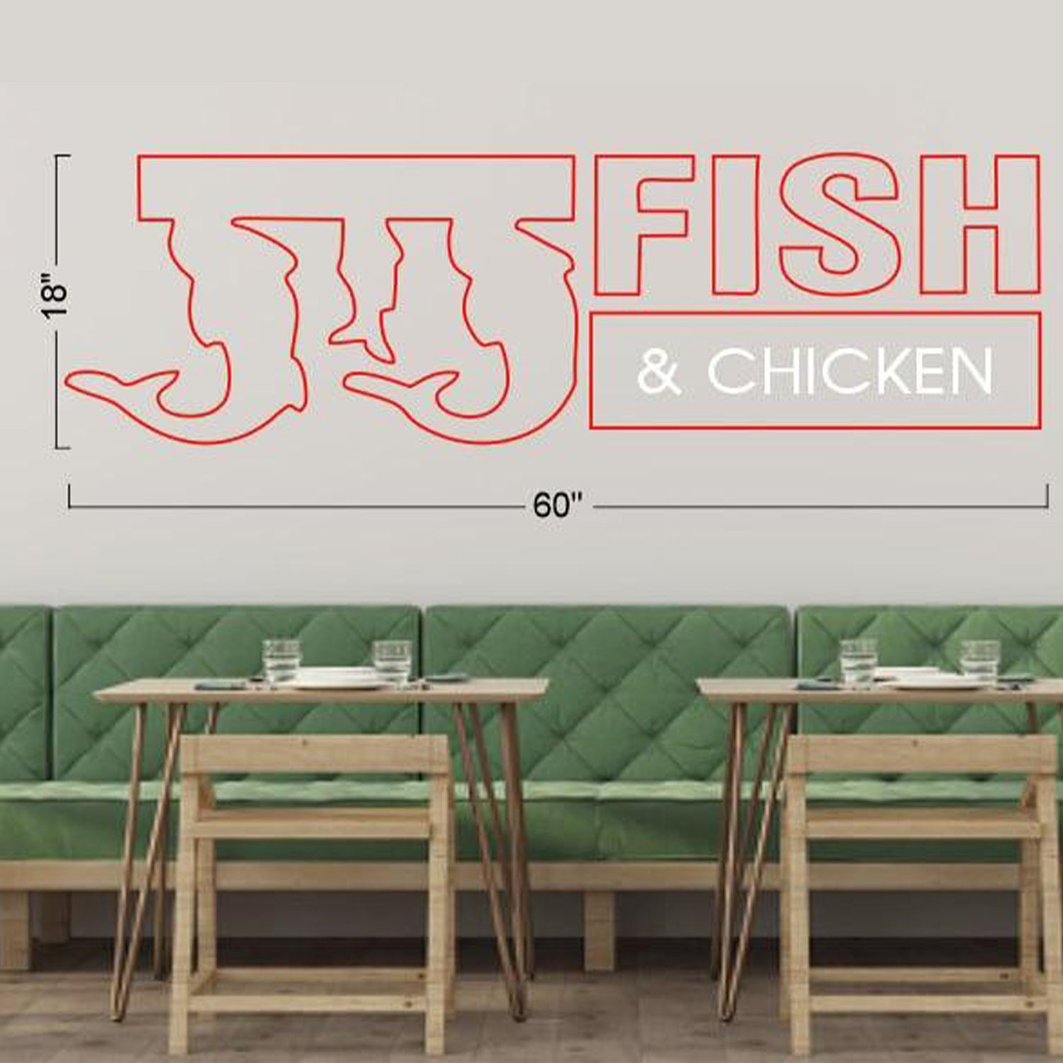Red Fish And Chicken Led Neon Sign Restaurant Wall Decor | Shineneon
