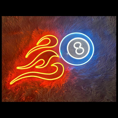 Red Flame Blue 8 Ball Led Neon Sign For Game Room Bar Decor | Shineneon