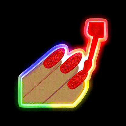 Red Glitter Nails Emoji Nail Salon Led Neon Sign Rgb Color - LED neon sign close-up detail