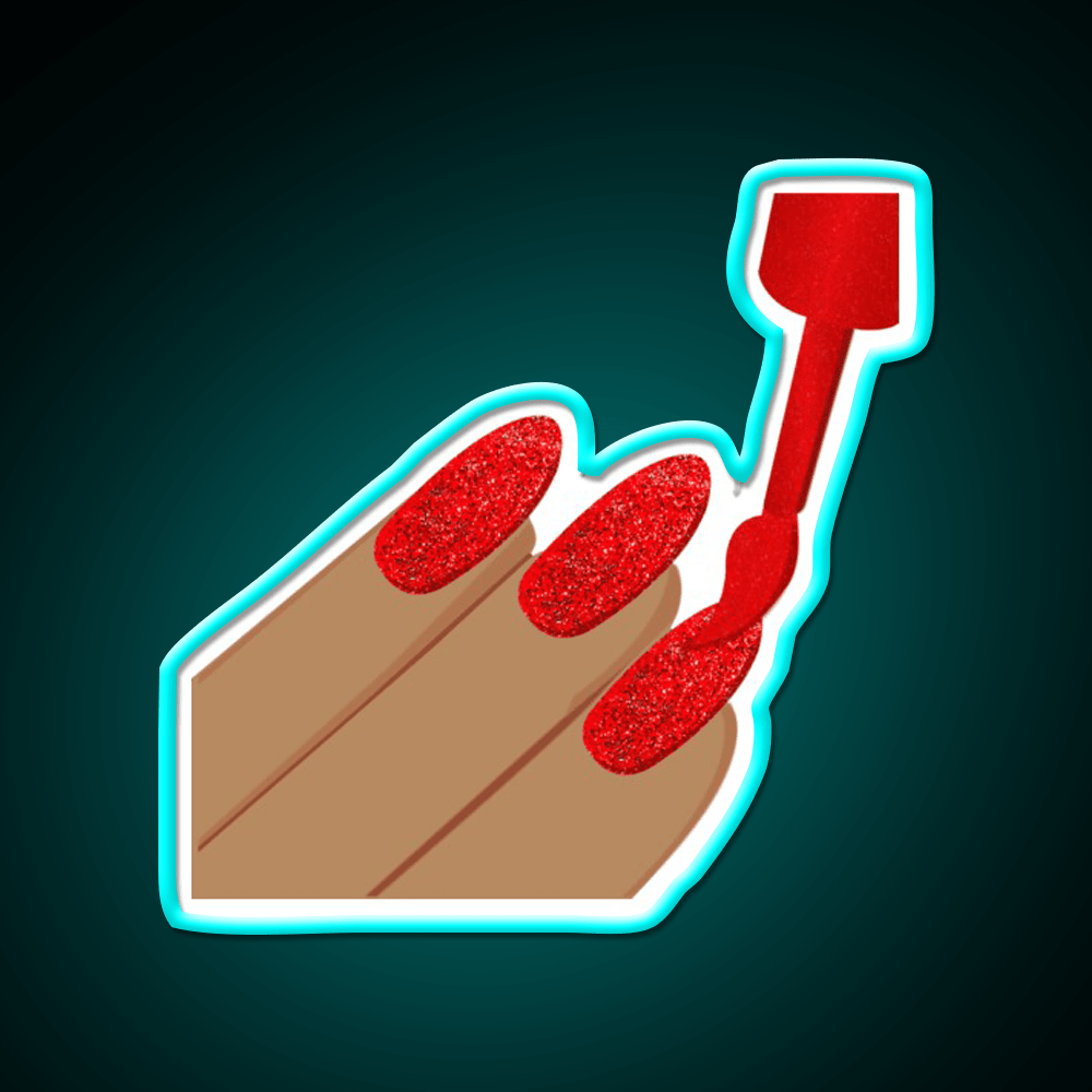 Red Glitter Nails Emoji Nail Salon Led Neon Sign Rgb Color - Shineneon