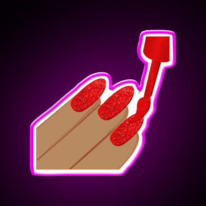 Red Glitter Nails Emoji Nail Salon Led Neon Sign Rgb Color - Shineneon