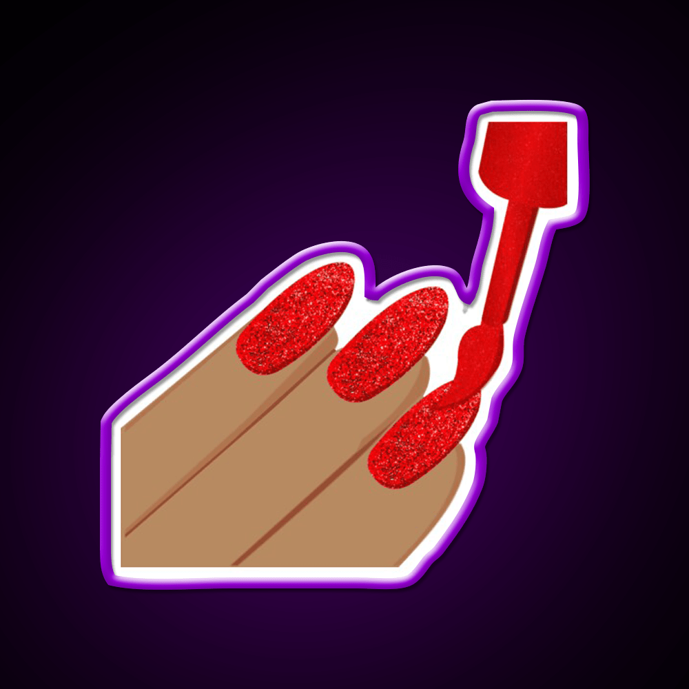 Red Glitter Nails Emoji Nail Salon Led Neon Sign Rgb Color - Shineneon