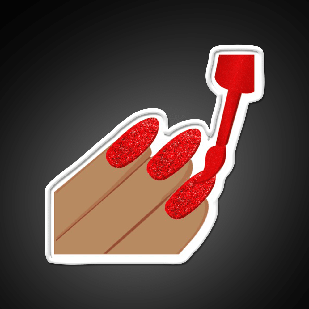Red Glitter Nails Emoji Nail Salon Led Neon Sign Rgb Color - Shineneon