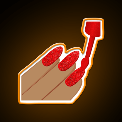 Red Glitter Nails Emoji Nail Salon Led Neon Sign Rgb Color - Shineneon