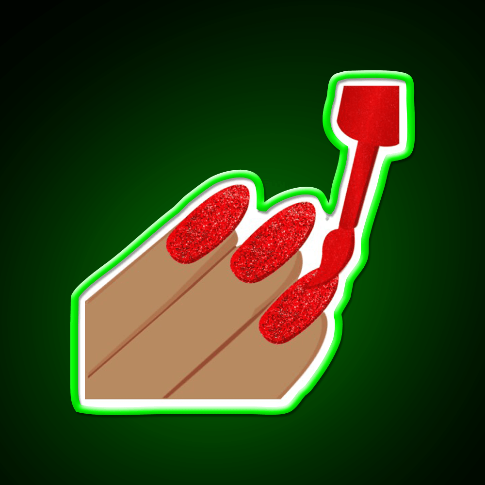 Red Glitter Nails Emoji Nail Salon Led Neon Sign Rgb Color - Shineneon