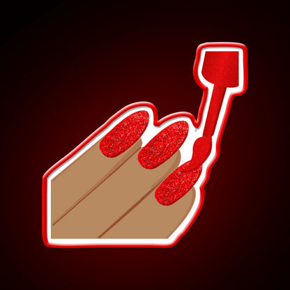Red Glitter Nails Emoji Nail Salon Led Neon Sign Rgb Color - Shineneon