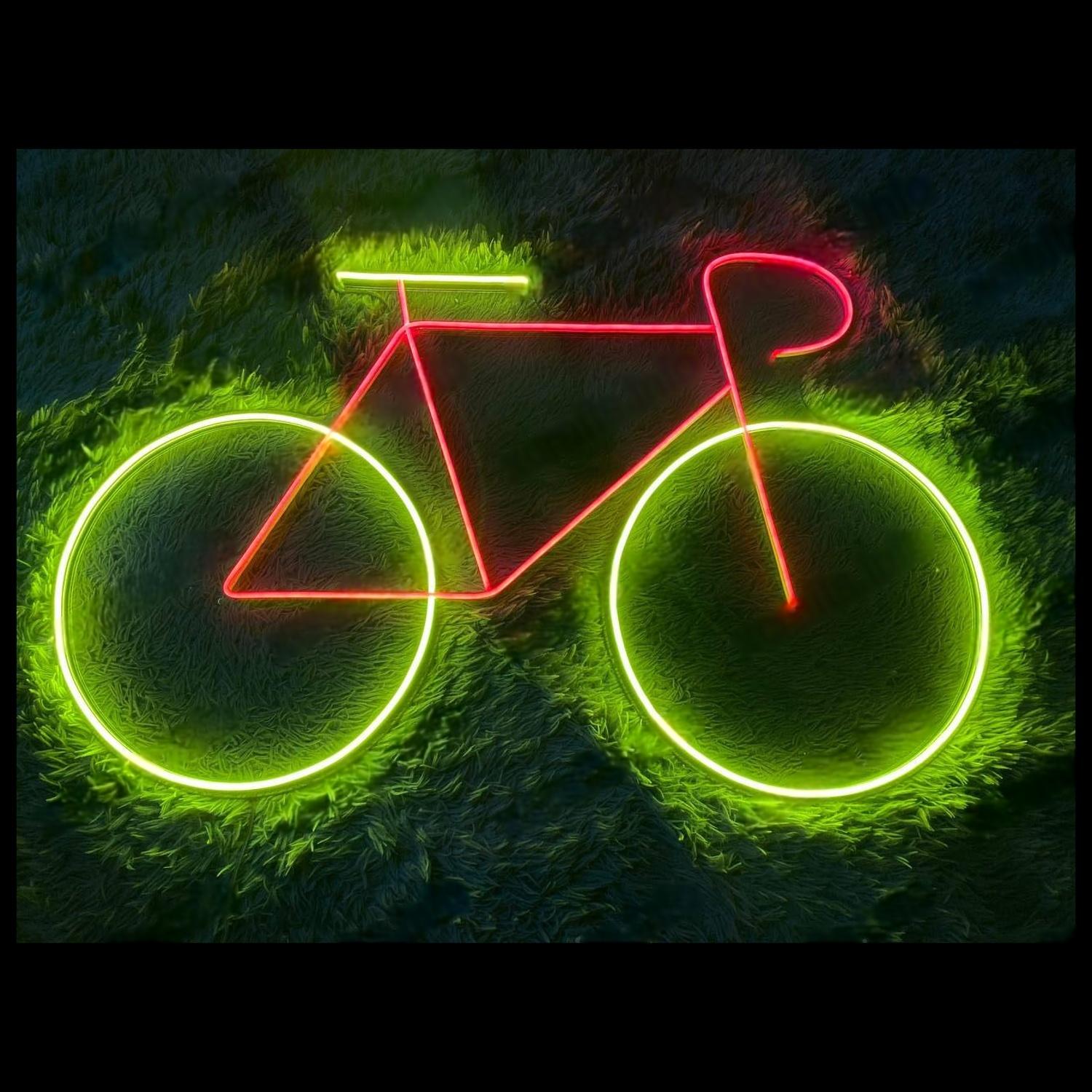 Red-Green Bicycle Led Neon Sign Bike Shop Cafe Wall Art | Shineneon
