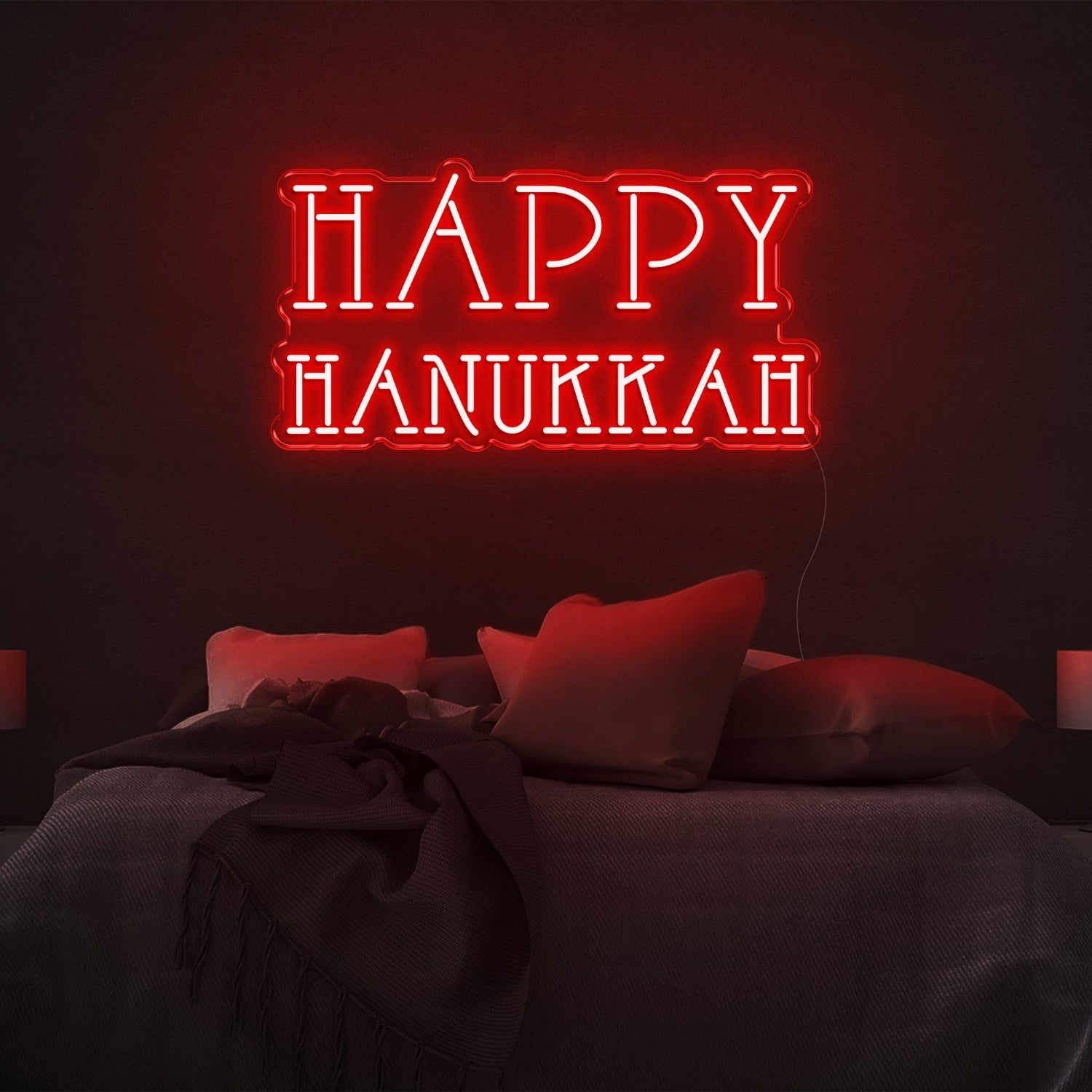 Red Happy Hanukkah Led Neon Sign For Bedroom Holiday Decor | Shineneon